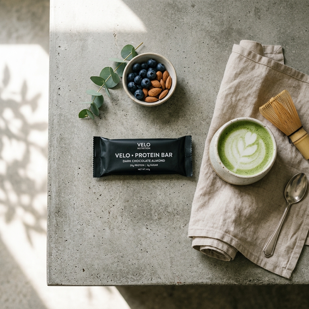 Giselle's Vegan Kitchen Chocolate Peanut Butter Protein Bar lifestyle display