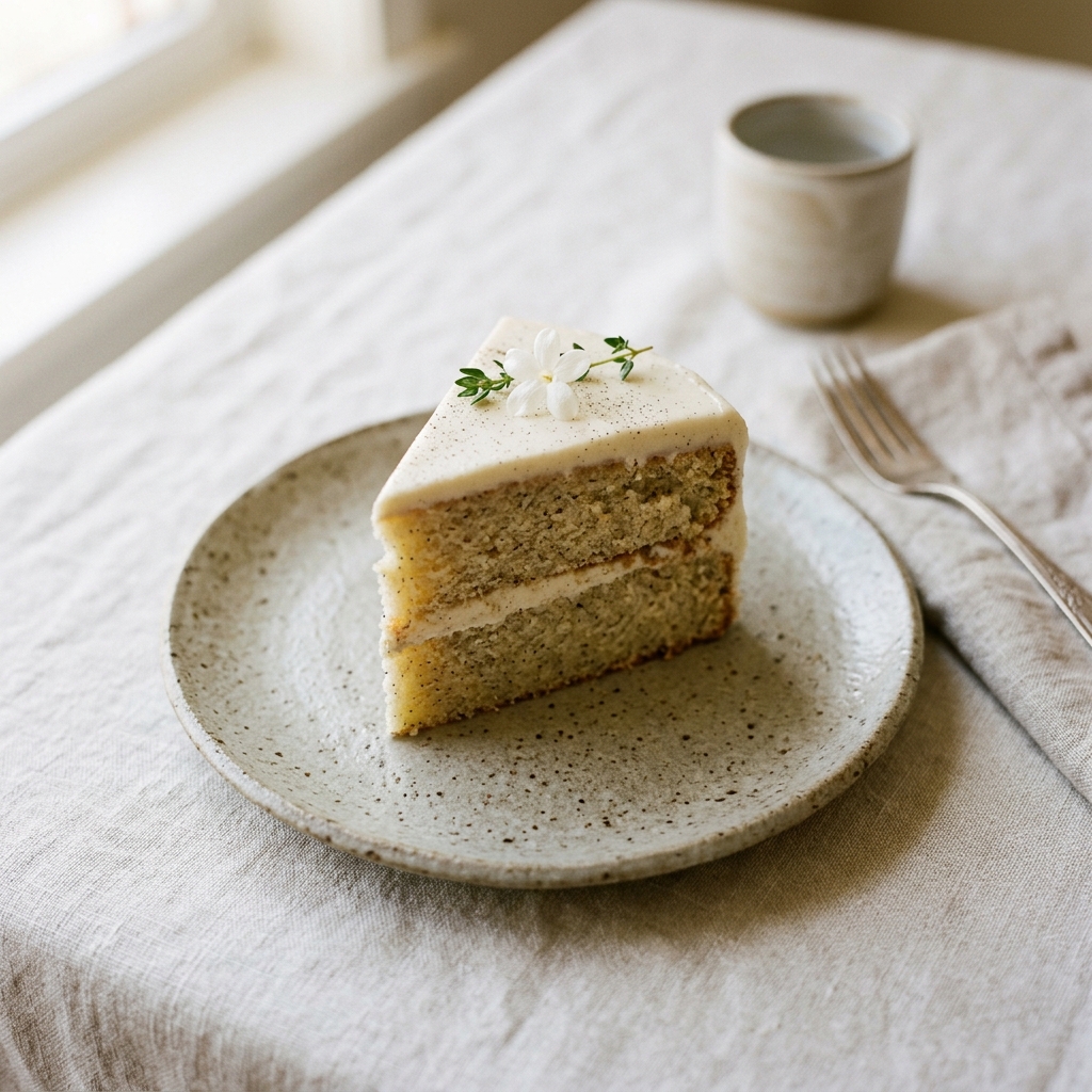 Madagascar Vanilla Rose Cake Slice